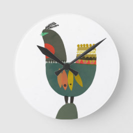 Relógio Redondo Horloge décorative motif oiseau coloré