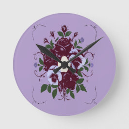 Relógio Redondo Horloge en Acrylique Bouquet de Violettes