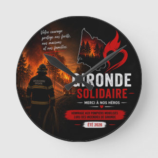 Relógio Redondo Horloge Murale - "Gironde Solidaire 2026"