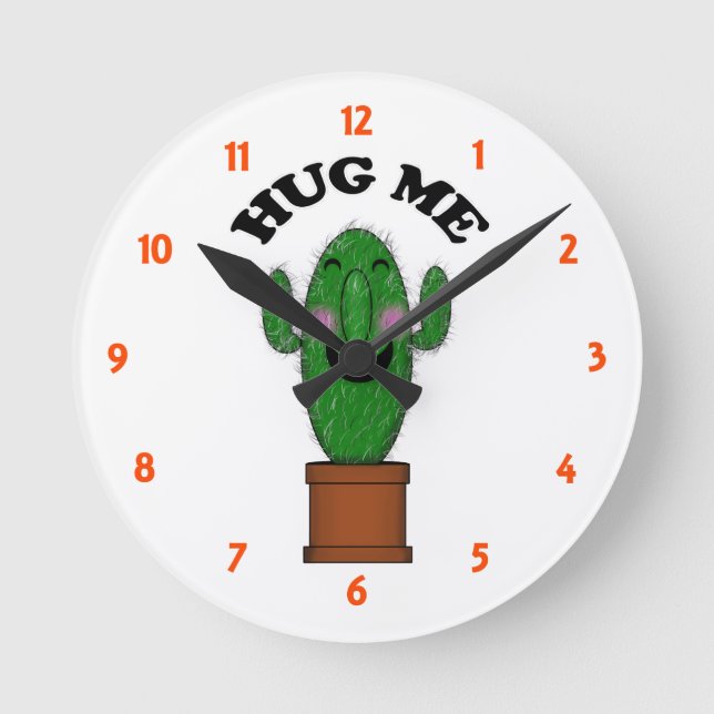 Relógio Redondo Hug Me Cactus (Frente)