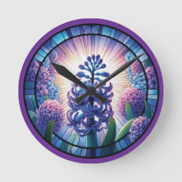 Relógio Redondo Hyacinth Stainth Glass Art