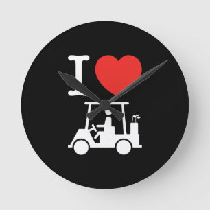 Relógio Redondo I Heart (Love) Golf Cart