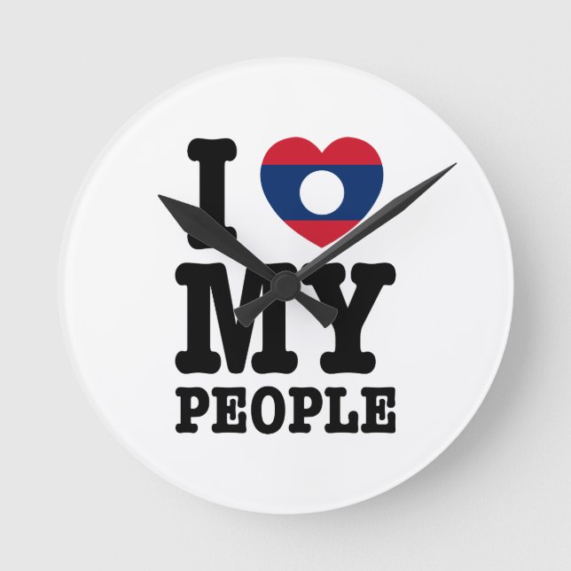 Relógio Redondo I Heart (Love) My Lao People (Frente)