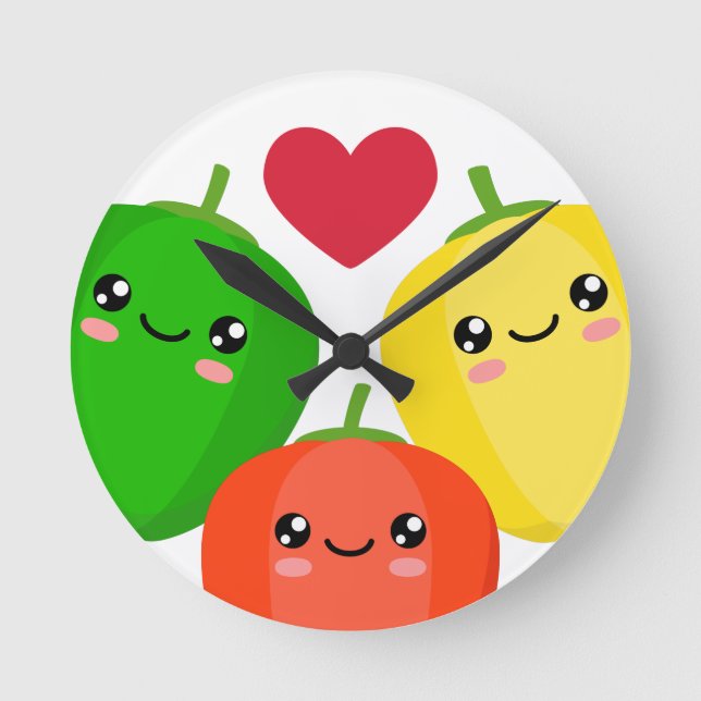 Relógio Redondo I love sweet peppers (Frente)