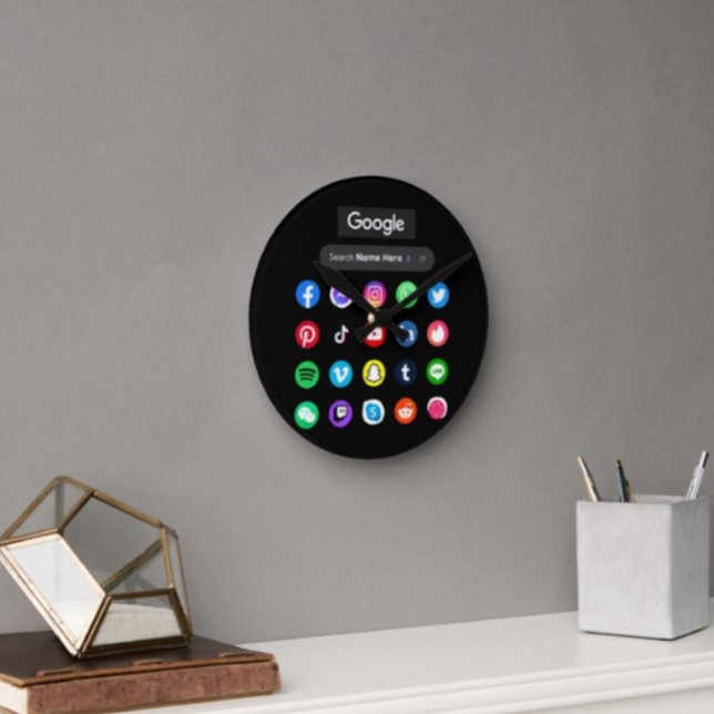 Relógio Redondo Ícones da mídia social de tendência Bar de pesquis (Criador carregado)