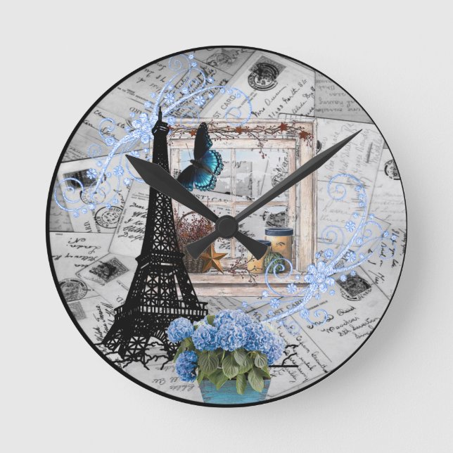 Relógio Redondo I'd Rather Be In Paris Wall Clock (Frente)