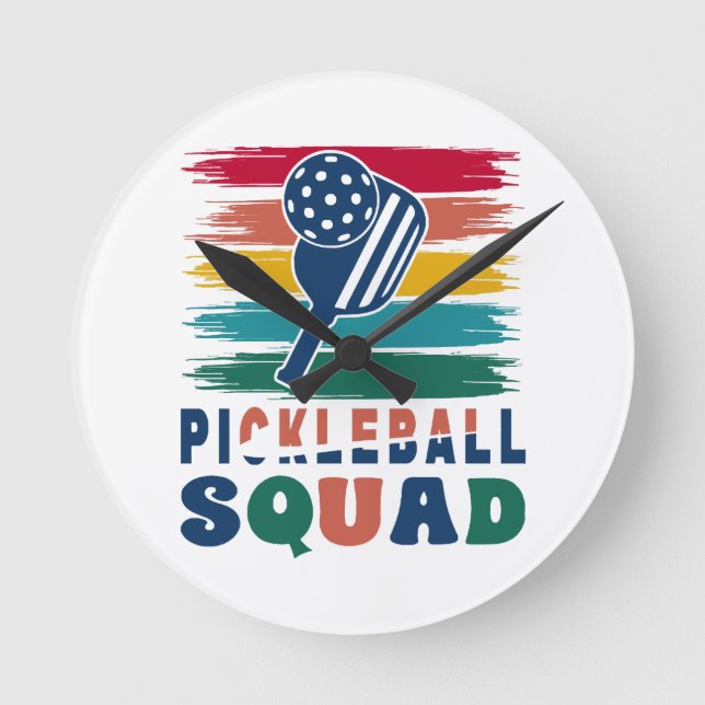 Relógio Redondo Ideia de presente para jogadores de pickleball (Frente)