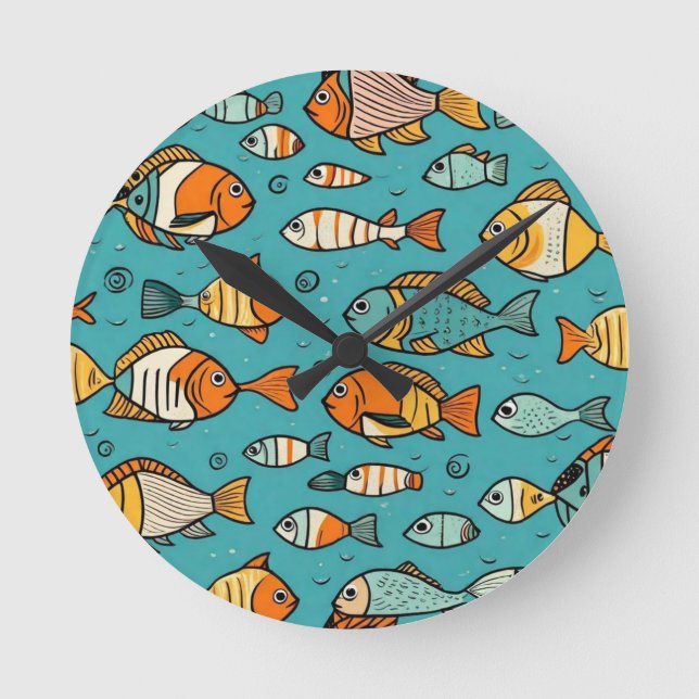 Relógio Redondo Ideias de presentes de padrão de peixe (Frente)