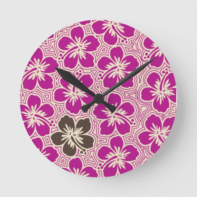 Relógio Redondo Ilha Hibiscus Hawaiian Wall Clocks (Frente)