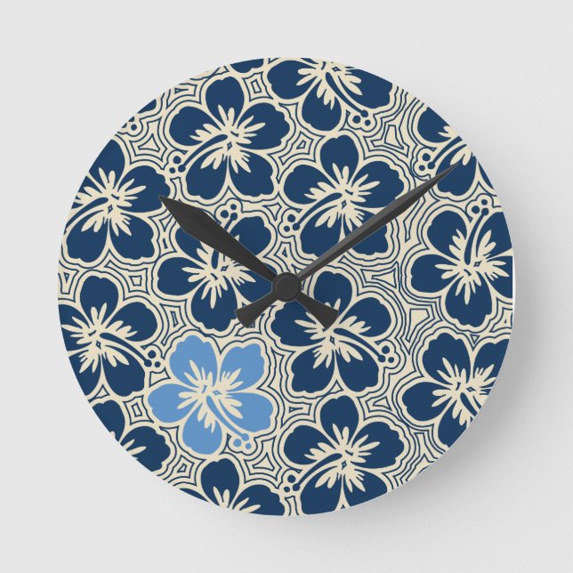 Relógio Redondo Ilha Hibiscus Hawaiian Wall Clocks (Frente)