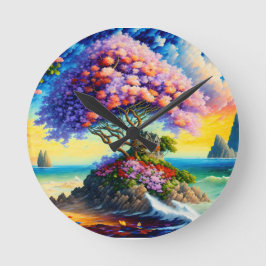 Relógio Redondo Ilha oculta no oceano