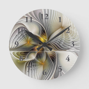 Relógio Redondo Ilusão Óptica Abstrata Fractal 3D Com Profundidade