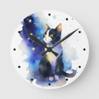 Ilustração Adorável de Aquarela Tuxedo Cat