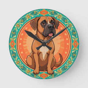 Relógio Redondo Ilustração Adorável de Cachorro de Desenho Animado