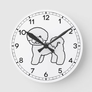 Relógio Redondo Ilustração de Cão de Bichon Frise Cute