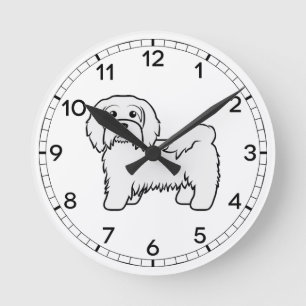 Relógio Redondo Ilustração de Cão de Bicicleta Branco Havanês