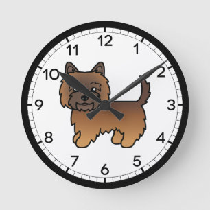Relógio Redondo Ilustração de Cuta de Cachorro Vermelho do Cairn T