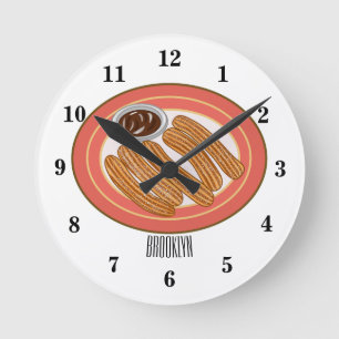 Relógio Redondo Ilustração de desenho animado de Churro