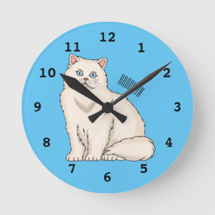 Relógio Redondo Ilustração de desenho animado de gato persa