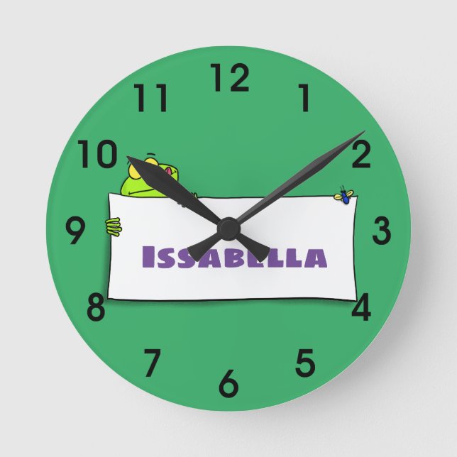 Relógio Redondo Ilustração de desenho animado de sinal verde de sa (Frente)