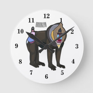 Relógio Redondo Ilustração de desenho animado Mandrill
