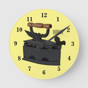Relógio Redondo Ilustração de desenho de ferro do carvão