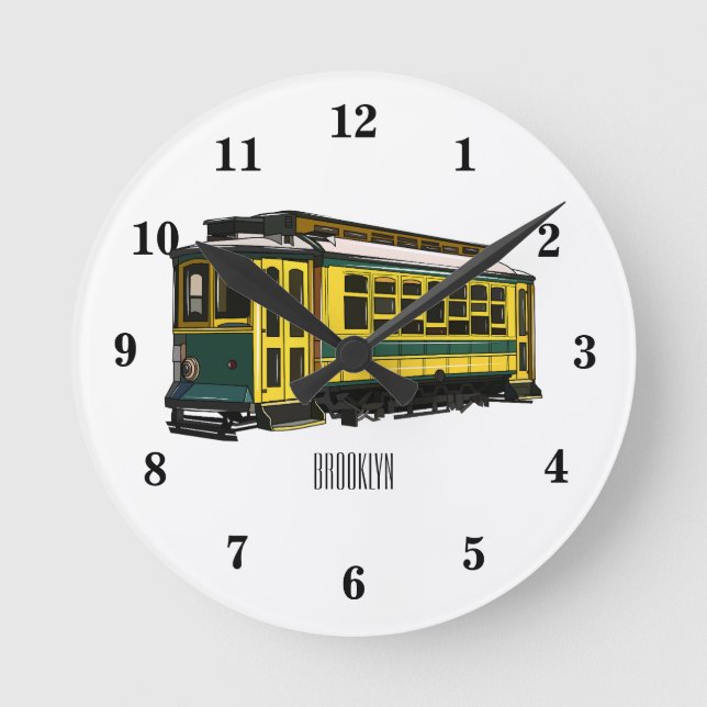 Relógio Redondo Ilustração de desenho do carrinho de Mata (Frente)