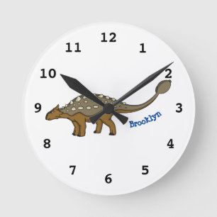 Relógio Redondo Ilustração de dinossauro blindado Ankylosaurus