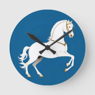 Relógio Redondo Ilustração de Garanhão Branco Elegante em