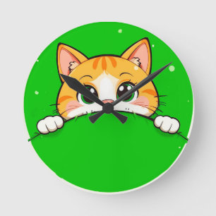 Relógio Redondo Ilustração de Gato Fofo