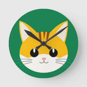 Relógio Redondo Ilustração de Gato Fofo