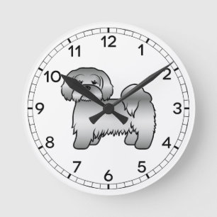 Relógio Redondo Ilustração do Cão de Cartoon Bonito de Lhasa Apso 