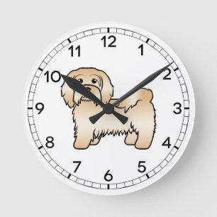 Relógio Redondo Ilustração do Cão de Cartoon Cute Fawn Havanese