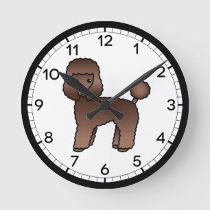 Relógio Redondo Ilustração do Cão de Cartoon de Brinquedo Brown