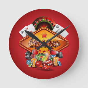 Relógio Redondo Ilustração do casino com elementos de jogo
