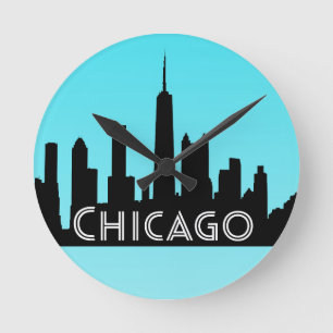Relógio Redondo Ilustração do horizonte de Chicago