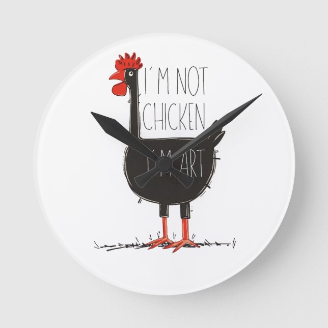 Relógio Redondo I'm Not Chicken, I'm Art - Quirky Retro T Shirt (Frente)