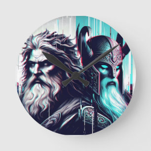 Relógio Redondo  image of the gods zeus and odin togethe