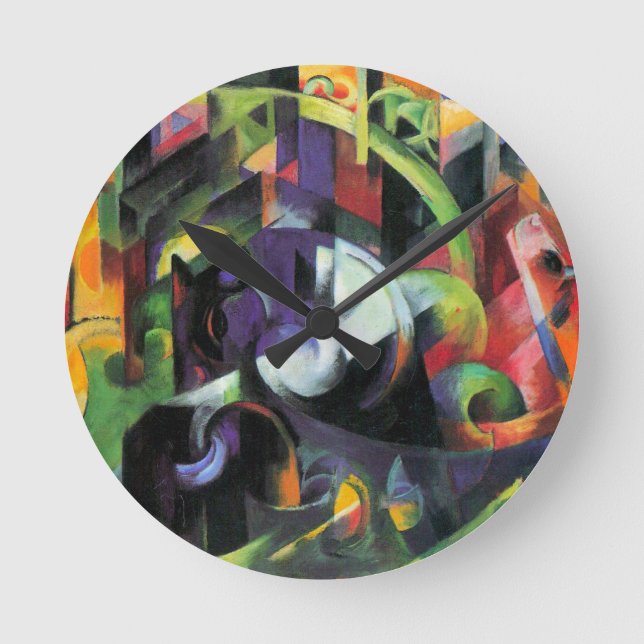 Relógio Redondo Imagem com Bovinos por Franz Marc, Vintage Art (Frente)