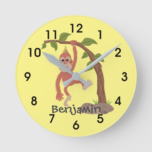 Relógio Redondo Imagem de desenhos animados de orangoton, um bebê  (Frente)