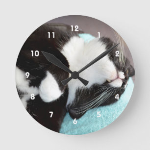 Relógio Redondo imagem do gatinho da opinião do queixo do gato do