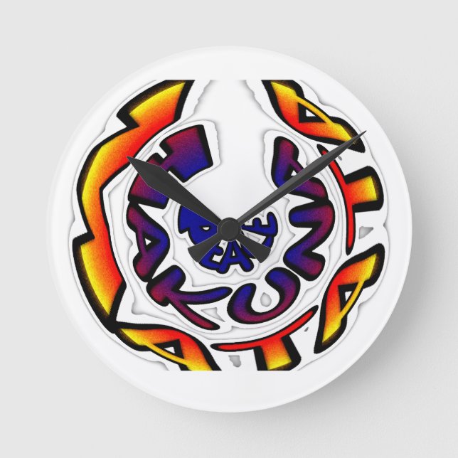 Relógio Redondo impressão de Arte Circular "Peace Hakuna Matata" (Frente)