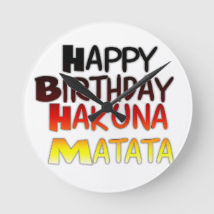 Relógio Redondo Impressão de Arte de Aniversário Alemão Hakuna Mat