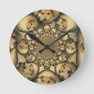 Relógio Redondo Impressão de Arte Kaleidoscópio de Cachorrinho