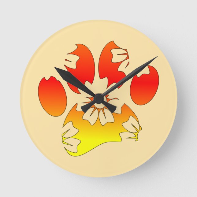 Relógio Redondo Impressão de Cachorro Floral (Frente)