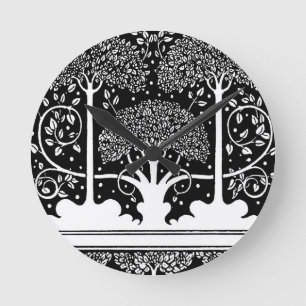 Relógio Redondo Impressão de padrão de árvore Art Nouveau de Aubre