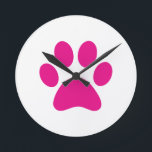 Relógio Redondo Impressão de Paw<br><div class="desc">Pata,  impressão,  cão,  gato,  animal de estimação,  cachorrinho,  gatinho,  simpatia,  guardar,  lembrar</div>