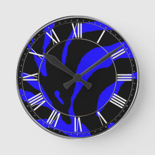 Relógio Redondo Impressão em animais com faixa de zebra azul