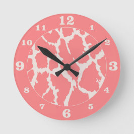 Relógio Redondo Impressão em animais Coral Giraffe Numerada