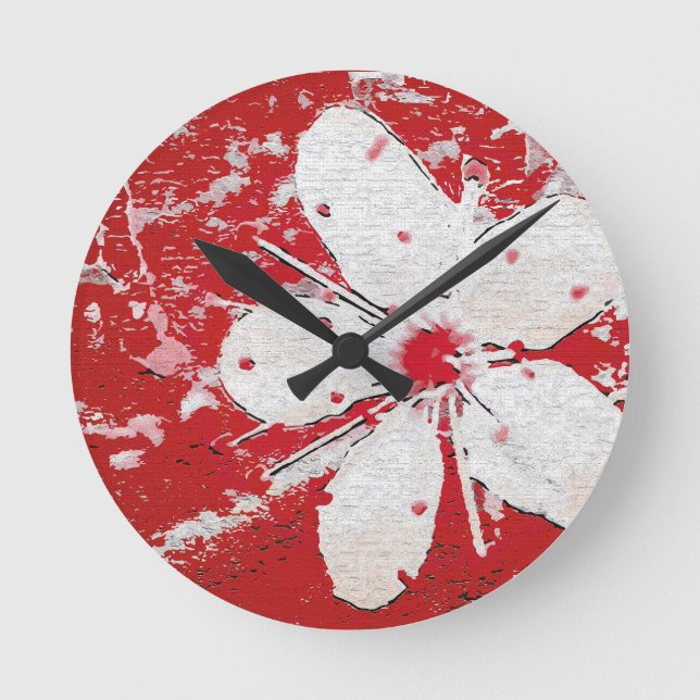 Relógio Redondo Impressão floral de cereja Sakura (Frente)